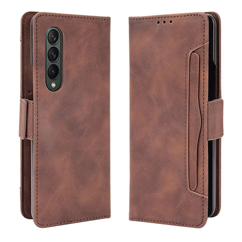 Leather Case Stands Flip Cover Holder B01Y for Samsung Galaxy Z Fold4 5G Brown