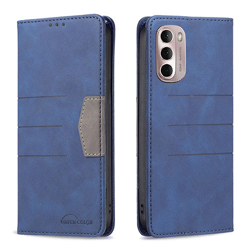 Leather Case Stands Flip Cover Holder B02F for Motorola Moto G Stylus (2022) 5G Blue