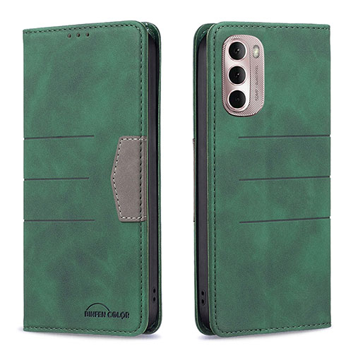 Leather Case Stands Flip Cover Holder B02F for Motorola Moto G Stylus (2022) 5G Green