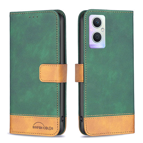 Leather Case Stands Flip Cover Holder B02F for Oppo Reno8 Z 5G Green