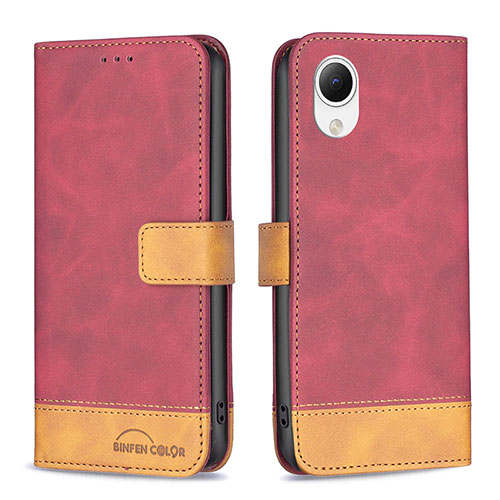 Leather Case Stands Flip Cover Holder B02F for Samsung Galaxy A23s Red