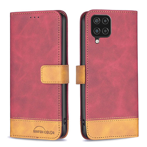 Leather Case Stands Flip Cover Holder B02F for Samsung Galaxy F12 Red