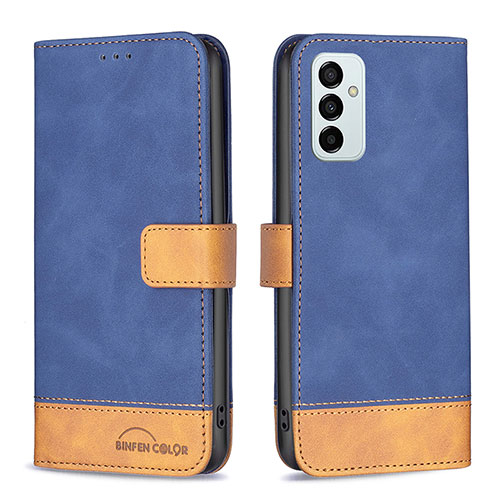 Leather Case Stands Flip Cover Holder B02F for Samsung Galaxy M23 5G Blue