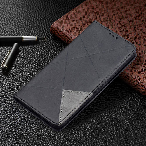 Leather Case Stands Flip Cover Holder B02F for Samsung Galaxy S21 5G Black