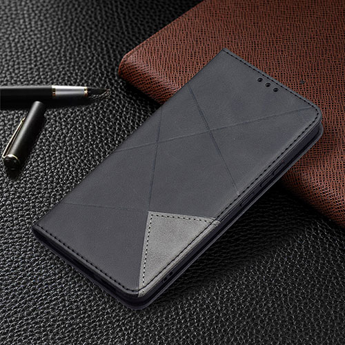 Leather Case Stands Flip Cover Holder B02F for Samsung Galaxy S21 FE 5G Black