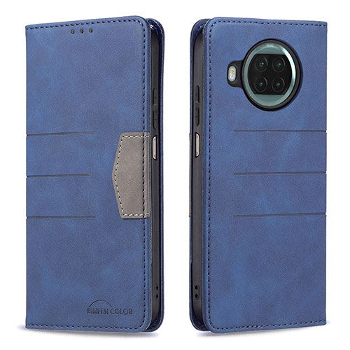 Leather Case Stands Flip Cover Holder B02F for Xiaomi Mi 10i 5G Blue