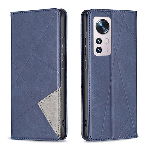 Leather Case Stands Flip Cover Holder B02F for Xiaomi Mi 12 5G Blue
