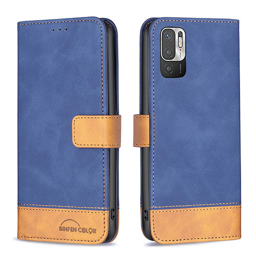 Leather Case Stands Flip Cover Holder B02F for Xiaomi Redmi Note 11 SE 5G Blue