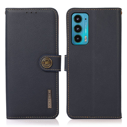 Leather Case Stands Flip Cover Holder B02H for Motorola Moto Edge 20 5G Blue