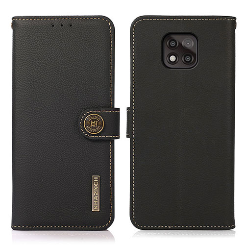 Leather Case Stands Flip Cover Holder B02H for Motorola Moto G Power (2021) Black