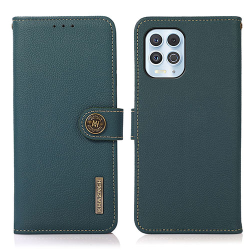 Leather Case Stands Flip Cover Holder B02H for Motorola Moto G100 5G Green