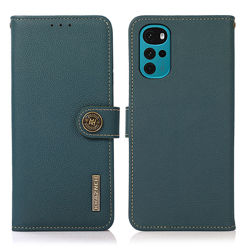 Leather Case Stands Flip Cover Holder B02H for Motorola Moto G22 Green