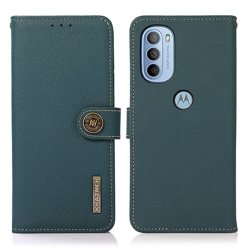 Leather Case Stands Flip Cover Holder B02H for Motorola Moto G41 Green