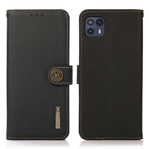 Leather Case Stands Flip Cover Holder B02H for Motorola Moto G50 5G Black
