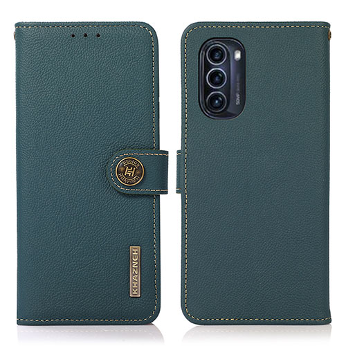 Leather Case Stands Flip Cover Holder B02H for Motorola Moto G52j 5G Green