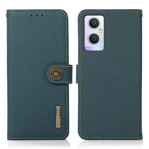 Leather Case Stands Flip Cover Holder B02H for Oppo A96 5G Green