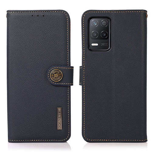 Leather Case Stands Flip Cover Holder B02H for Realme 8 5G Blue