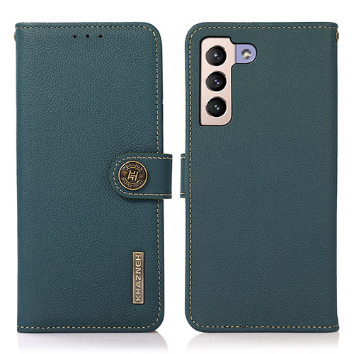 Leather Case Stands Flip Cover Holder B02H for Samsung Galaxy S21 FE 5G Green