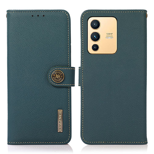 Leather Case Stands Flip Cover Holder B02H for Vivo V23 5G Green