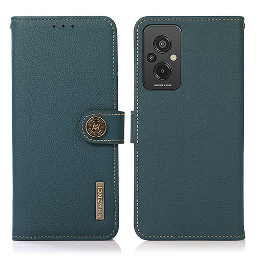 Leather Case Stands Flip Cover Holder B02H for Xiaomi Redmi 11 Prime 4G Green