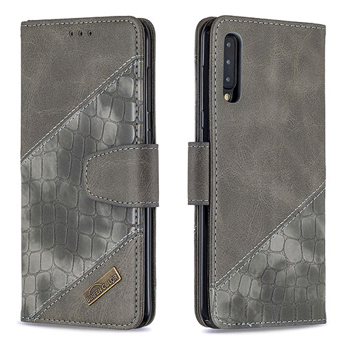Leather Case Stands Flip Cover Holder B03F for Samsung Galaxy A50S Dark Gray