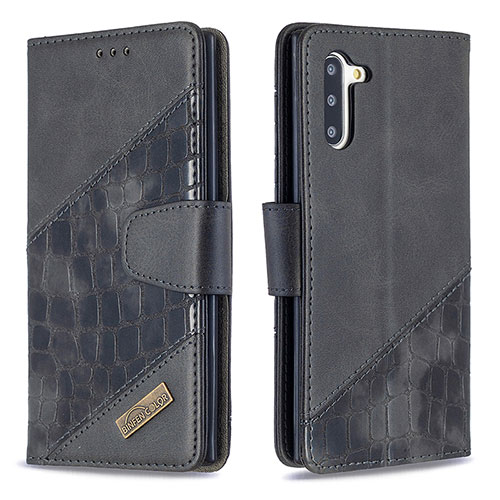 Leather Case Stands Flip Cover Holder B03F for Samsung Galaxy Note 10 5G Black