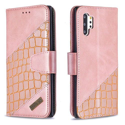 Leather Case Stands Flip Cover Holder B03F for Samsung Galaxy Note 10 Plus 5G Rose Gold