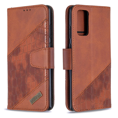 Leather Case Stands Flip Cover Holder B03F for Samsung Galaxy Note 20 5G Brown