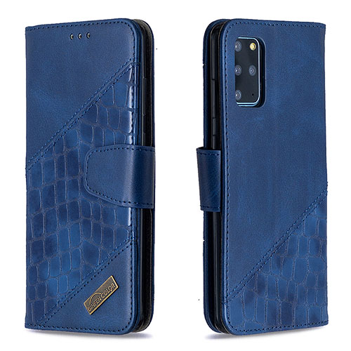 Leather Case Stands Flip Cover Holder B03F for Samsung Galaxy S20 Plus 5G Blue
