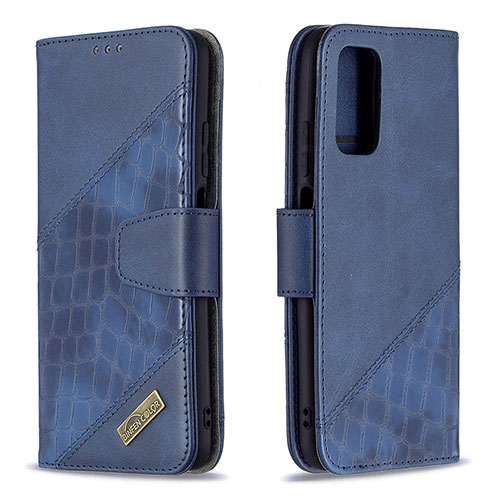 Leather Case Stands Flip Cover Holder B03F for Xiaomi Poco M3 Blue