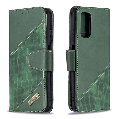 Leather Case Stands Flip Cover Holder B03F for Xiaomi Poco M3 Green