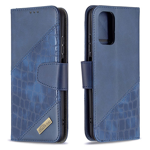 Leather Case Stands Flip Cover Holder B03F for Xiaomi Poco M5S Blue