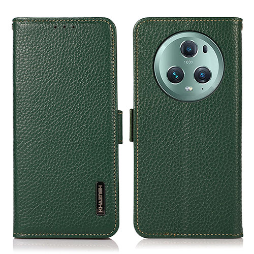 Leather Case Stands Flip Cover Holder B03H for Huawei Honor Magic5 Pro 5G Green