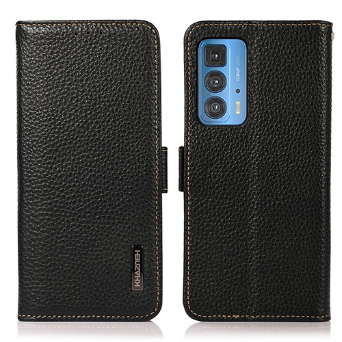 Leather Case Stands Flip Cover Holder B03H for Motorola Moto Edge 20 Pro 5G Black
