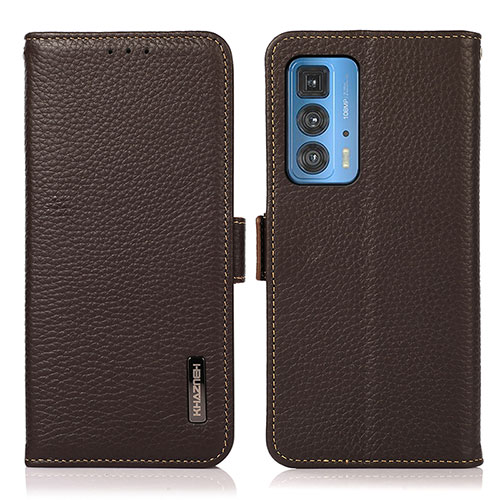 Leather Case Stands Flip Cover Holder B03H for Motorola Moto Edge S Pro 5G Brown