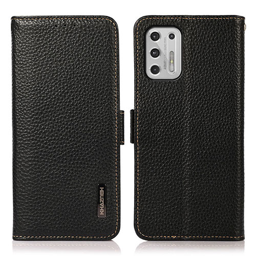 Leather Case Stands Flip Cover Holder B03H for Motorola Moto G Stylus (2021) Black