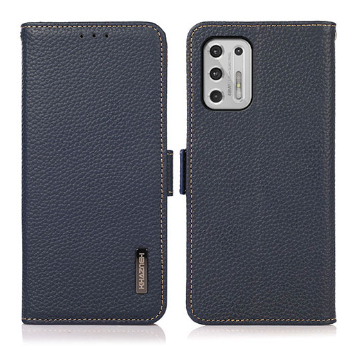 Leather Case Stands Flip Cover Holder B03H for Motorola Moto G Stylus (2021) Blue