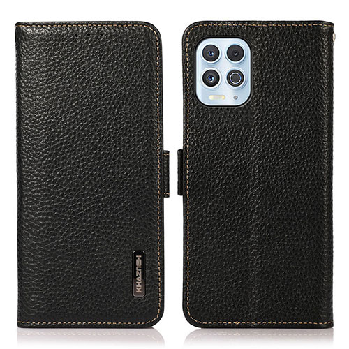 Leather Case Stands Flip Cover Holder B03H for Motorola Moto G100 5G Black