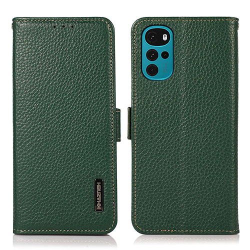 Leather Case Stands Flip Cover Holder B03H for Motorola Moto G22 Green