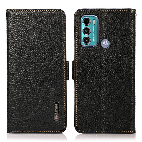 Leather Case Stands Flip Cover Holder B03H for Motorola Moto G40 Fusion Black