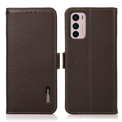 Leather Case Stands Flip Cover Holder B03H for Motorola Moto G42 Brown
