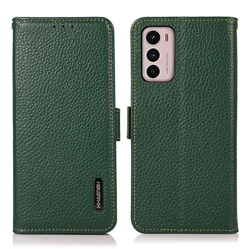 Leather Case Stands Flip Cover Holder B03H for Motorola Moto G42 Green