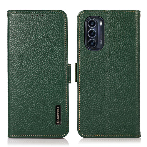 Leather Case Stands Flip Cover Holder B03H for Motorola Moto G52j 5G Green