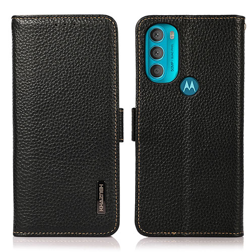 Leather Case Stands Flip Cover Holder B03H for Motorola Moto G71 5G Black