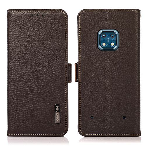 Leather Case Stands Flip Cover Holder B03H for Nokia XR20 Brown