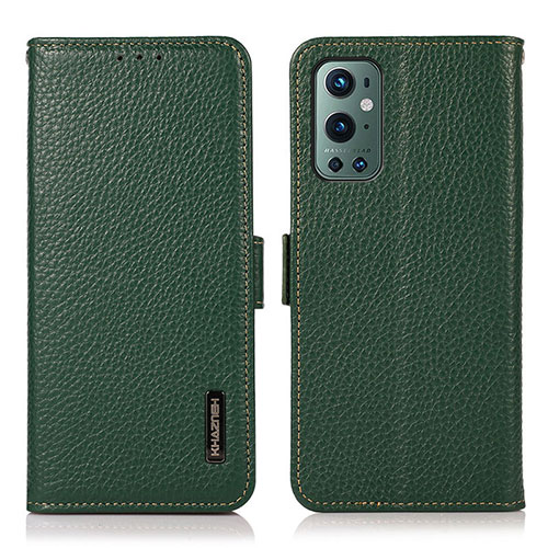 Leather Case Stands Flip Cover Holder B03H for OnePlus 9 Pro 5G Green