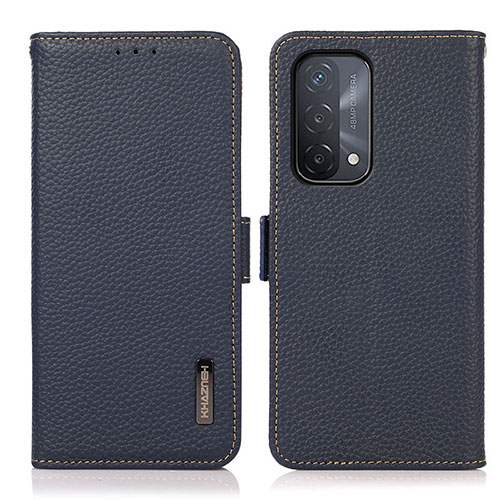 Leather Case Stands Flip Cover Holder B03H for OnePlus Nord N200 5G Blue