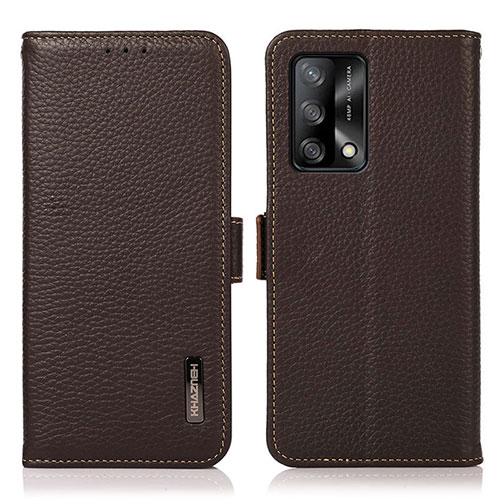 Leather Case Stands Flip Cover Holder B03H for Oppo A74 4G Brown