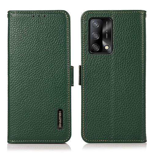 Leather Case Stands Flip Cover Holder B03H for Oppo A74 4G Green