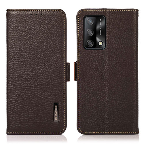 Leather Case Stands Flip Cover Holder B03H for Oppo A95 4G Brown